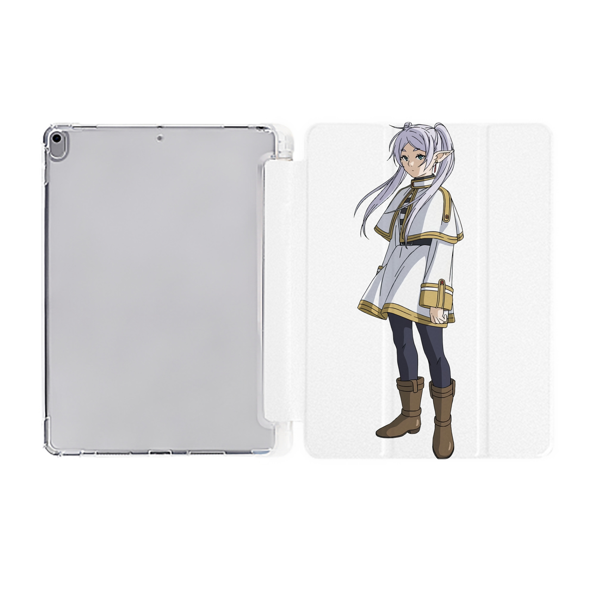 （画像用） 葬送のフリーレン Frieren IPad ケース ペン収納付き 三つ折りスタンド PUレザー×シリコン 対応機種9.5/10.5/10.9インチ
